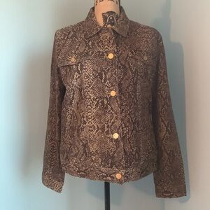 Chaps L Ladies Snakeskin Print Denim Jacket.